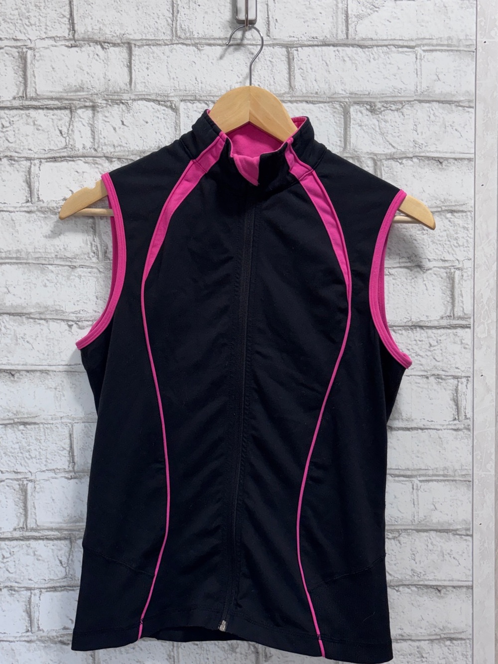 Lululemon Black & Pink Sleeveless Zip-Front Top